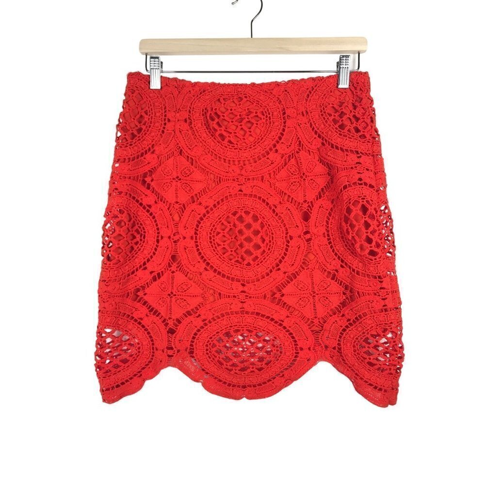 Tea & Cup Red Lace Skirt Size Large
